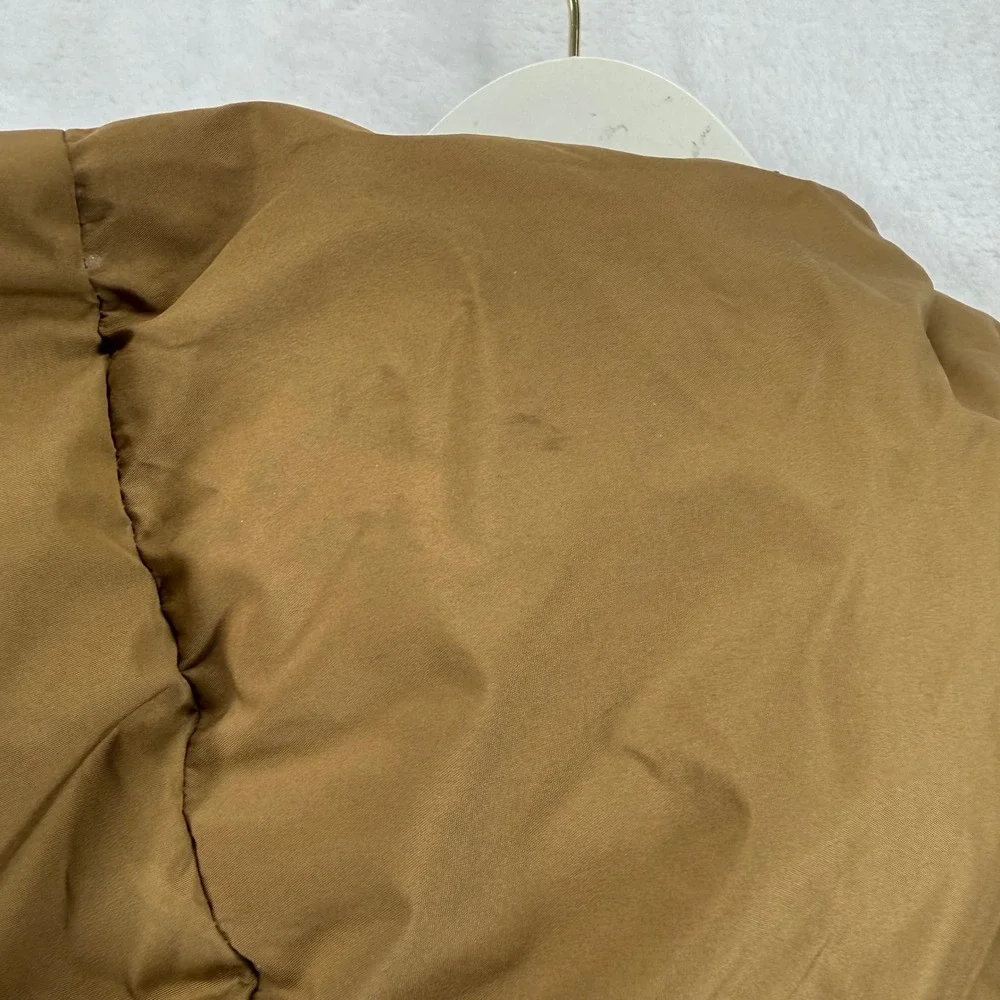 Zara Kids Brown Longline Hooded Down Puffer Coat Jacket‎ Size 8 READ